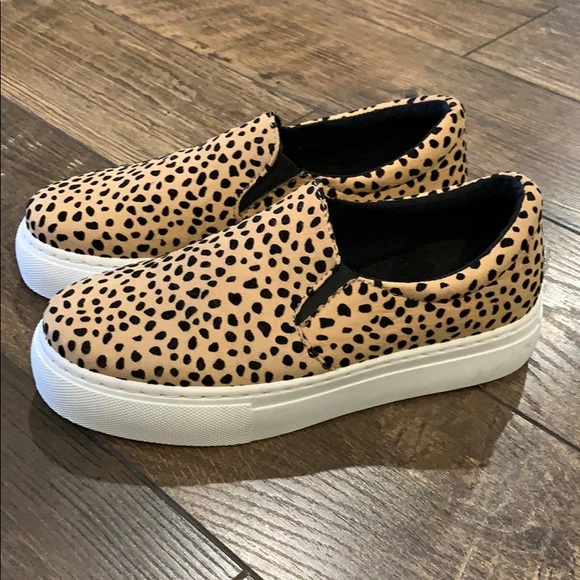 Qupid Shoes - NWOT Faux Suede Animal Print Slip On Sneakers